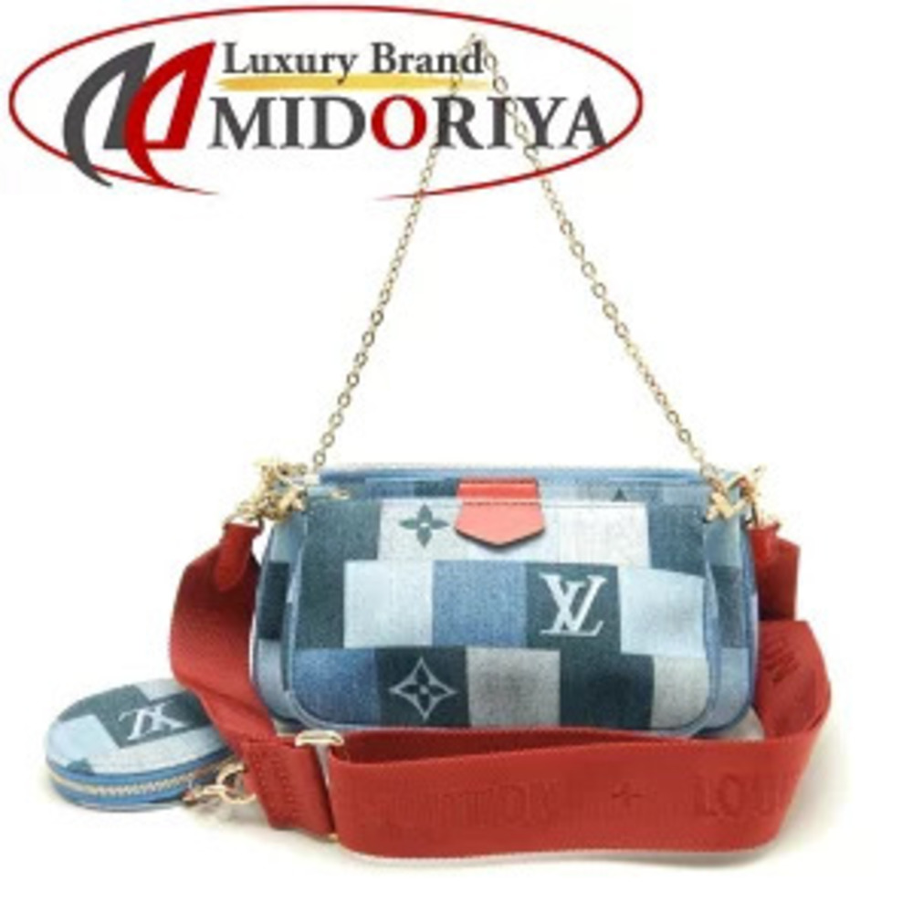 Louis Vuitton Denim Monogram Multi Pochette Accessoires Crossbody Bag Blue Red